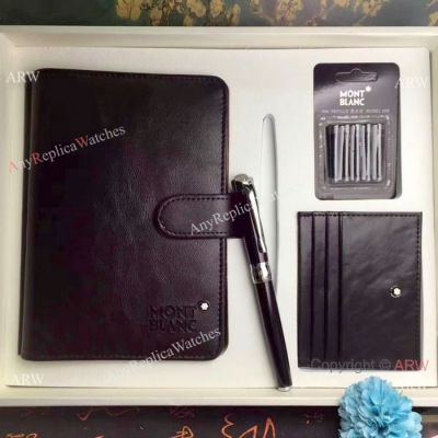 MontBlanc Replicas Pen and Black Leather Notebook set - Buy Replica